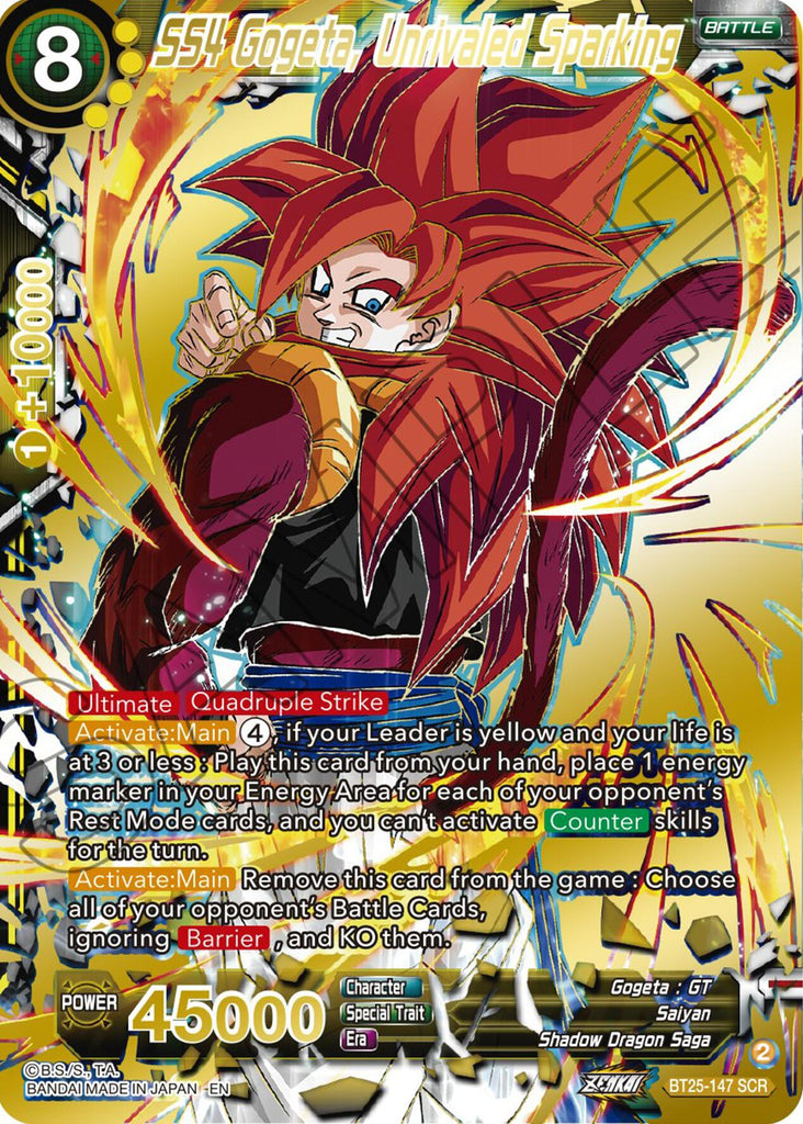 dragon ball super card game gogeta MM5-SEC3 Heroes SDBH Meteor Mission 5 Japan FE DB FGO Gundam Otaku Card Shop quality solution for protecting your valuable collectible cards from the Dragonball Super Card Game SS4 Gogeta, Unrivaled Sparking (BT25-147)