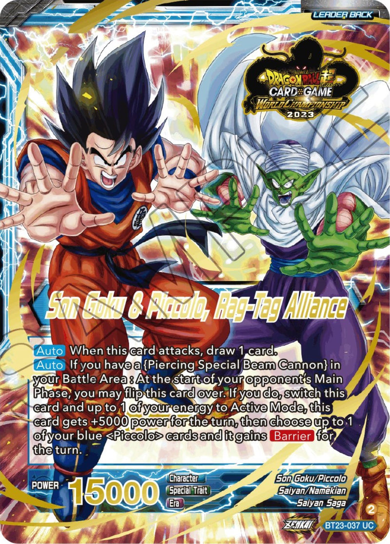 Son Goku // Son Goku & Piccolo, Rag-Tag Alliance (2023 Worlds ZENKAI 06 Leader Set) (BT23-037) [Tournament Promotion Cards]