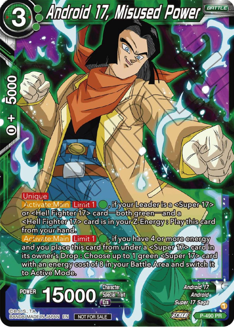 dragon ball super card game android 17 Android 17, Misused Power (Zenkai Series Tournament Pack Vol.3) (P-490