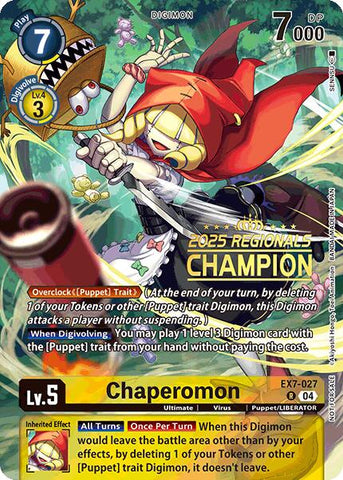 Chaperomon [EX7-027] (2025 Regionals Champion) [Digimon LIBERATOR Promos]