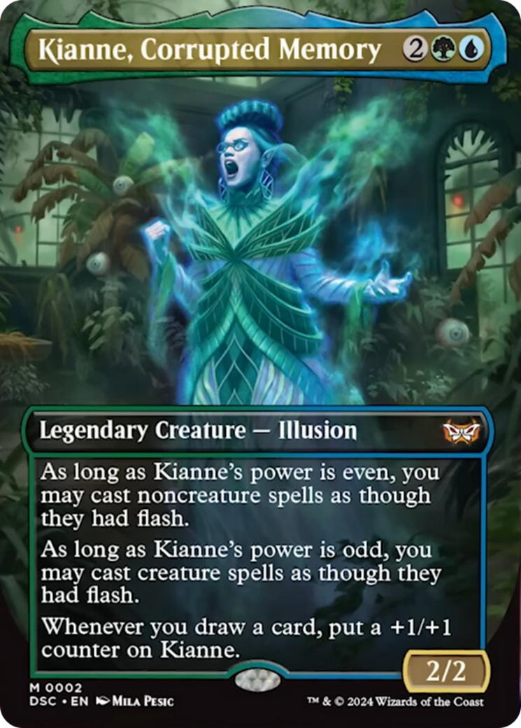 duskmourn mtg card gallery Kianne, Corrupted Memory (Borderless) [Duskmourn: House of Horror Comm