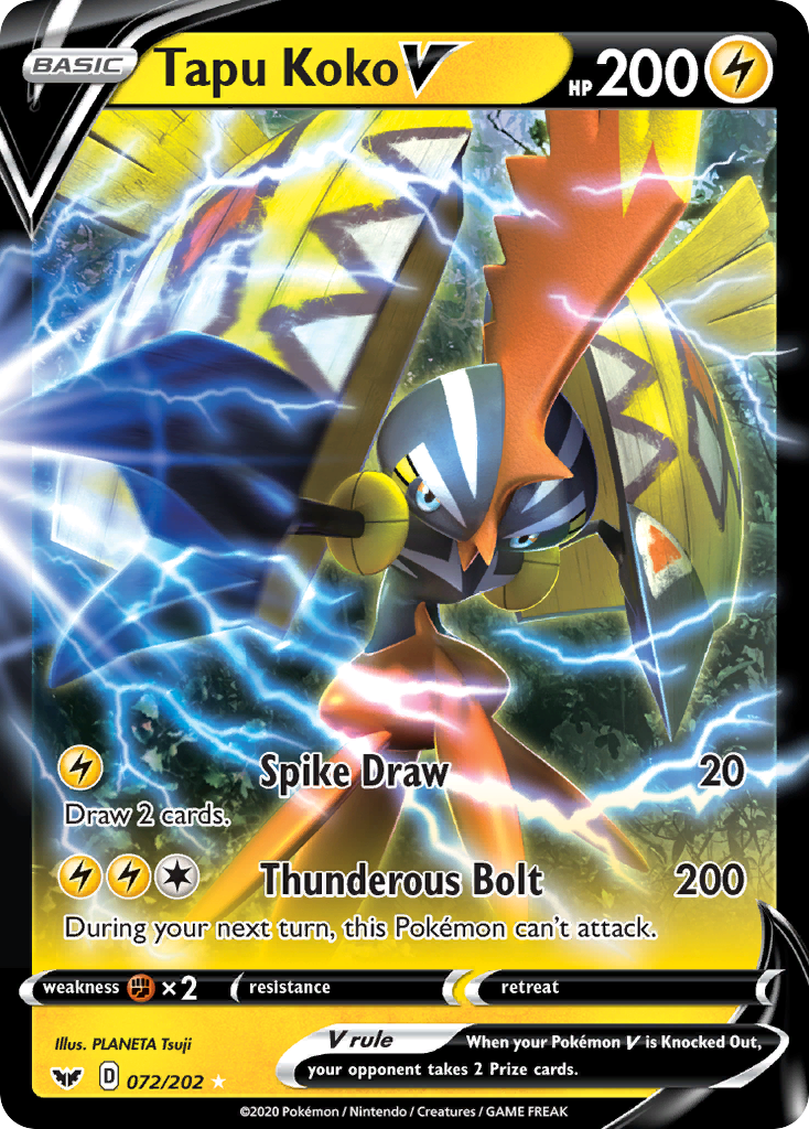what pokemon set has 202 cards Cinderace (034) 34/202 Card Number / Rarity Tapu Koko V (072/202) [Sword