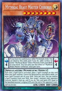 Mythical Beast Master Cerberus [MP18-EN185] Secret Rare