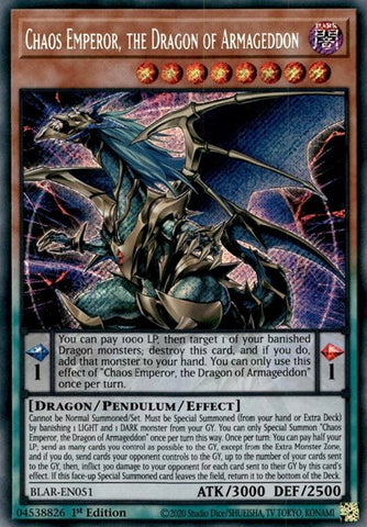 Chaos Emperor, the Dragon of Armageddon [BLAR-EN051] Secret Rare