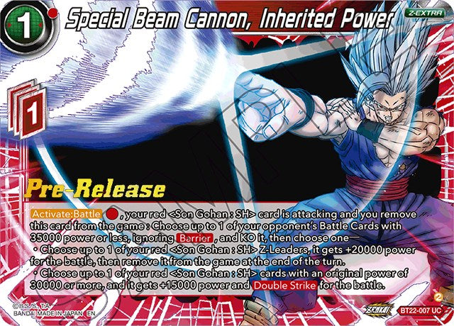Special Beam Cannon, Inherited Power (BT22-007) [Critical Blow Prerelease Promos]