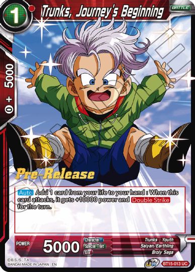 Trunks, Journey's Beginning (BT15-013) [Saiyan Showdown Prerelease Promos]