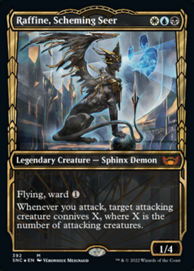 mtg gilded cards Raffine, Scheming Seer (Showcase Golden Age Gilded Foil) [Streets of N